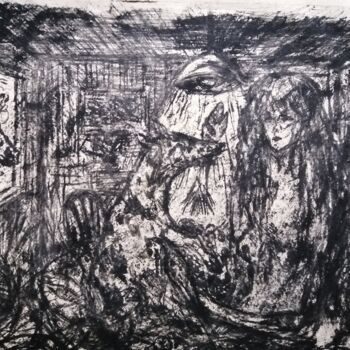 Painting titled "THE VISITORS." by Joseph Urie, Original Artwork, Monotype
