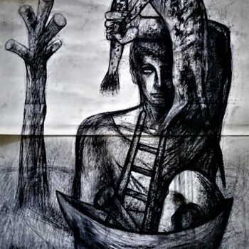 Рисунок под названием "THE TOY and ANIMAL…" - Joseph Urie, Подлинное произведение искусства, Древесный уголь