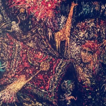 Malarstwo zatytułowany „2CARPET BEATERS” autorstwa Joseph Urie, Oryginalna praca, Olej Zamontowany na Drewniana rama noszy