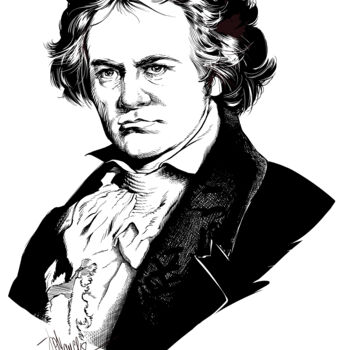 Arts numériques intitulée "LUDWIG VAN BEETHOVEN" par Joseph Vanspauwen, Œuvre d'art originale, Travail numérique 2D