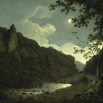 Painting titled "Dovedale au clair d…" by Joseph Wright Of Derby, Original Artwork, Oil