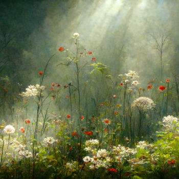 Digital Arts με τίτλο "Morning Meadow 1" από Josephine Estelle, Αυθεντικά έργα τέχνης, Ψηφιακή ζωγραφική
