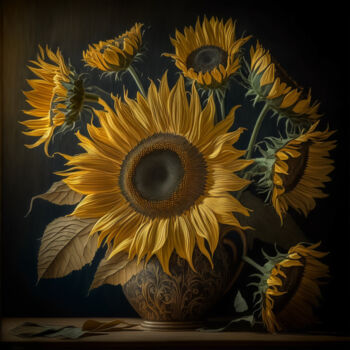 Arte digitale intitolato "Sunflowers" da Josephine Estelle, Opera d'arte originale, Pittura digitale