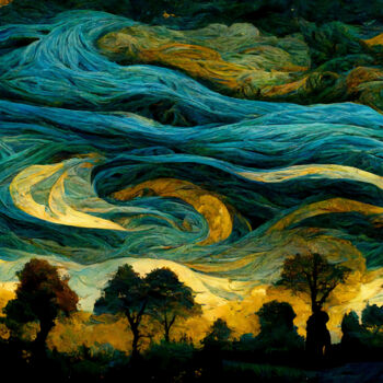Digital Arts titled "Dreamy Landscape" by Josephine Estelle, Original Artwork, Digital Painting