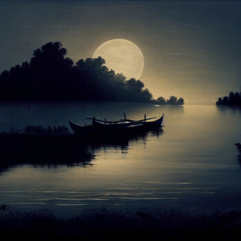 Arts numériques intitulée "Moon Rise in Silhou…" par Josephine Estelle, Œuvre d'art originale, Travail numérique 2D