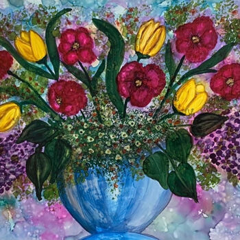 Digital Arts titled "Floral Bouquet- Alc…" by Josephine Estelle, Original Artwork, 2D Digital Work