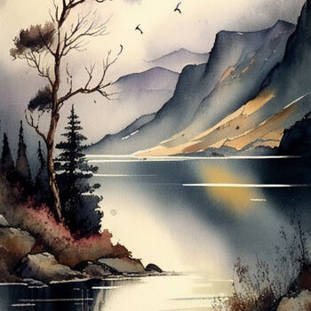 Digital Arts titled "Mountain View" by Josephine Estelle, Original Artwork, Digital Painting