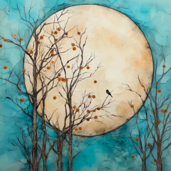 数字艺术 标题为“Blue Moon Rising” 由Josephine Estelle, 原创艺术品, 数字油画