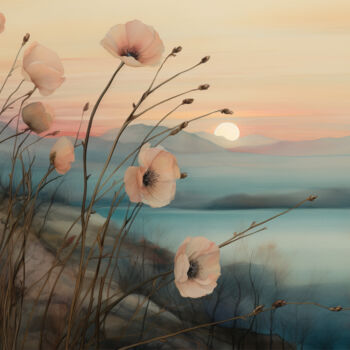 Digital Arts titled "Evening By The Sea" by Josephine Estelle, Original Artwork, AI generated image