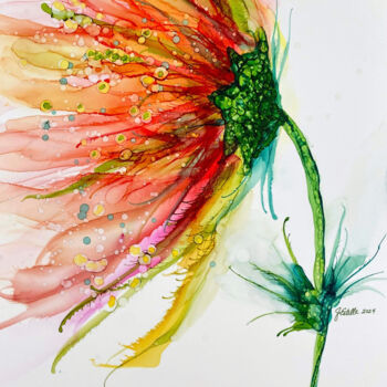 Digitale Kunst getiteld "Wind Swept Flower" door Josephine Estelle, Origineel Kunstwerk, Inkt