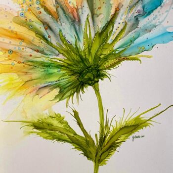 Digital Arts titled "Blooming Flower 1" by Josephine Estelle, Original Artwork, Ink