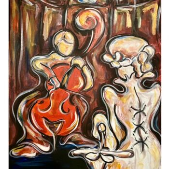 Schilderij getiteld "The Cellist 2022" door Josephine Bonì, Origineel Kunstwerk, Acryl