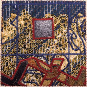 Textielkunst getiteld "La roue de la fortu…" door Joséphine Montiel, Origineel Kunstwerk, Stof Gemonteerd op Glas