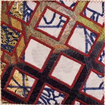 Textile Art titled "La roue de la fortu…" by Joséphine Montiel, Original Artwork, Fabric Mounted on Glass