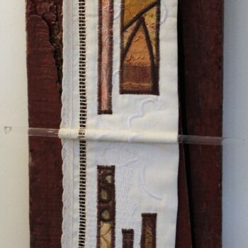 纺织艺术 标题为“Alignement” 由Joséphine Montiel, 原创艺术品, 布 安装在木板上