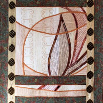 Textile Art titled "Flamboyant" by Joséphine Montiel, Original Artwork, Fabric Mounted on Wood Stretcher frame