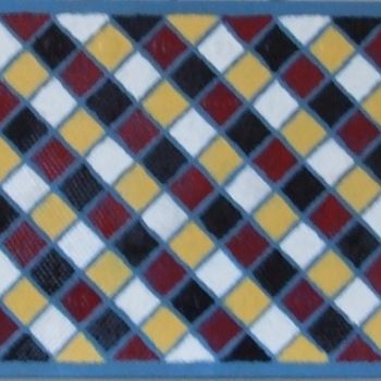 Peinture intitulée "damier-oblique" par Josephil, Œuvre d'art originale, Huile