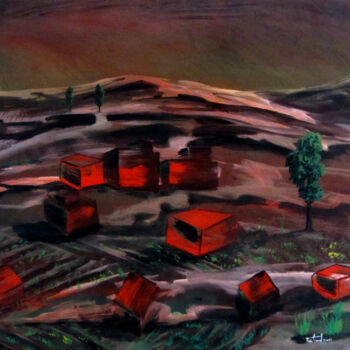 Painting titled "Paissatge vermell" by Josep Maria Fontanet Sureda, Original Artwork, Acrylic