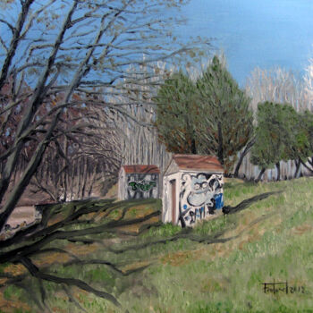 Painting titled "Parc pictòric" by Josep Maria Fontanet Sureda, Original Artwork, Oil Mounted on Wood Stretcher frame