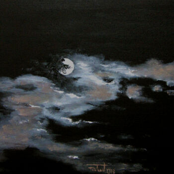 Pintura titulada "Lluna de Desembre" por Josep Maria Fontanet Sureda, Obra de arte original, Oleo Montado en Bastidor de cam…