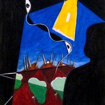 Pintura titulada "Cometa negre 2" por Josep Maria Fontanet Sureda, Obra de arte original, Acrílico