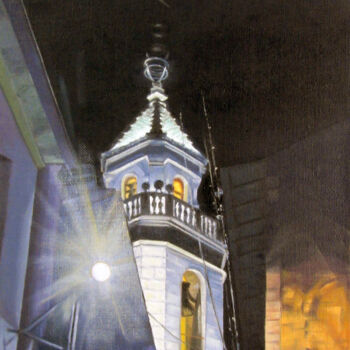 Pintura titulada "Campanar de SAnt Hi…" por Josep Maria Fontanet Sureda, Obra de arte original, Oleo Montado en Bastidor de…