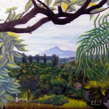 제목이 "Montseny de tarda"인 미술작품 Josep Maria Fontanet Sureda로, 원작, 기름 나무 들것 프레임에 장착됨