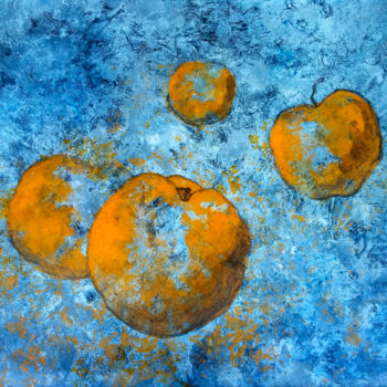 Peinture intitulée "Naranja en azul" par Josep Obradors, Œuvre d'art originale, Acrylique