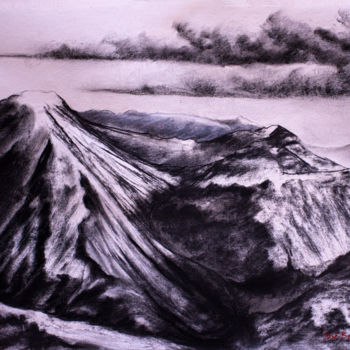 Рисунок под названием ""Sobre las montañas"" - José Balbuena, Подлинное произведение искусства, Древесный уголь