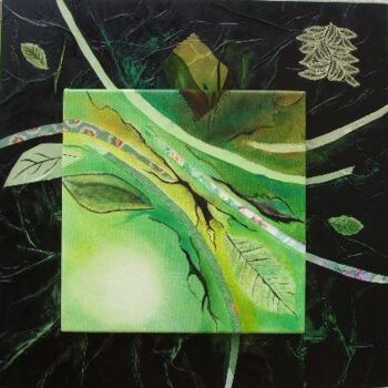 Peinture intitulée "Envolée verte N°2" par Josette Claudel, Œuvre d'art originale