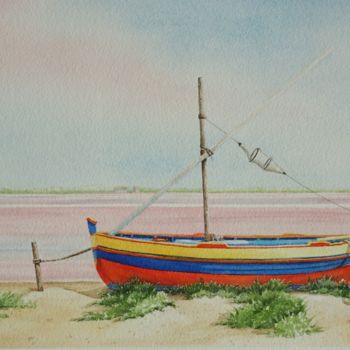 Peinture intitulée "Rose marine" par Josette Roboam, Œuvre d'art originale, Aquarelle