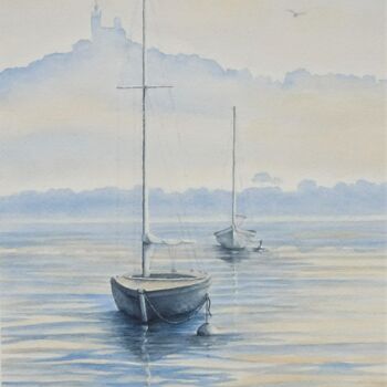 Peinture intitulée "Méditerranée (Marse…" par Josette Roboam, Œuvre d'art originale, Aquarelle