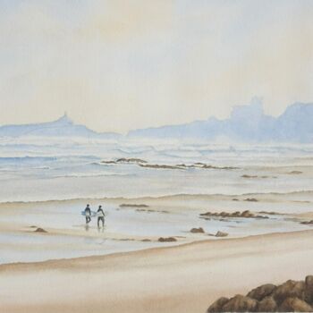 Painting titled "Atlantique (Biarrit…" by Josette Roboam, Original Artwork, Watercolor