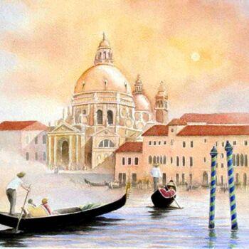 Painting titled "Venise, le grand Ca…" by Josette Roboam, Original Artwork, Watercolor