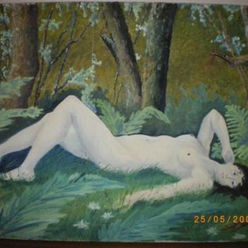 Peinture intitulée "nu en forêt" par José Windels, Œuvre d'art originale