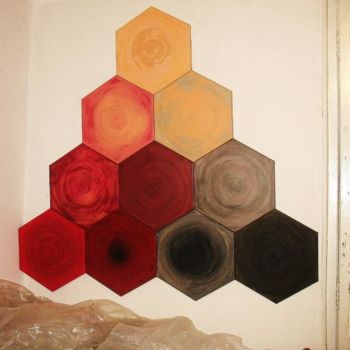 Painting titled "Formes hexagonales…" by Joshima, Original Artwork, Oil