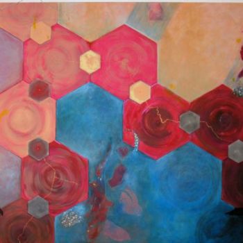 Painting titled "Motifs hexagonaux a…" by Joshima, Original Artwork