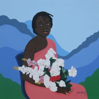Schilderij getiteld "Sitting pretty" door Joshua Salami, Origineel Kunstwerk, Olie