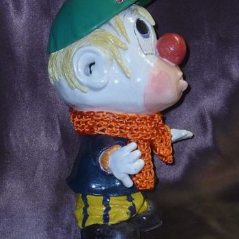 Sculptuur getiteld "petit clown céramiq…" door Josi Rica, Origineel Kunstwerk, Keramiek