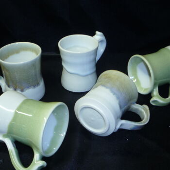 Escultura intitulada "mugs double émailla…" por Josi Rica, Obras de arte originais, Terracota