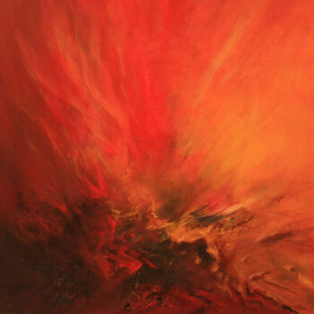 Painting titled "volcan 1" by Josiane Amblard, Original Artwork, Oil