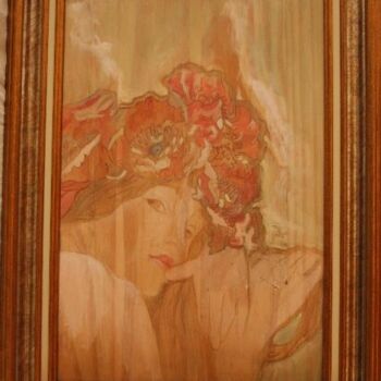 Peinture intitulée "Tête de femme - dét…" par Josiane Amblard, Œuvre d'art originale
