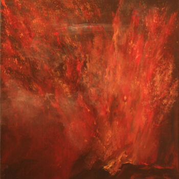 Peinture intitulée "rouge flamme 2" par Josiane Amblard, Œuvre d'art originale, Huile
