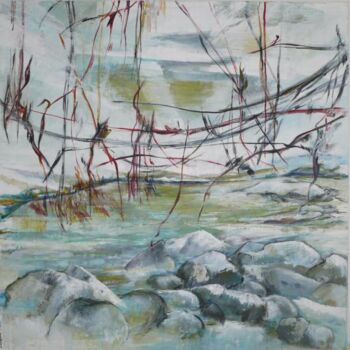 Painting titled "neige" by Josiane Chauvin, Original Artwork, Oil
