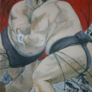 Peinture intitulée "Sumos" par Jo Croiset, Œuvre d'art originale, Acrylique