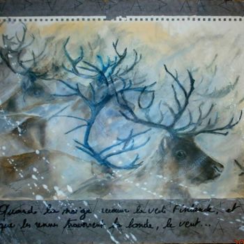 Malerei mit dem Titel "Quand la neige...." von Jo Croiset, Original-Kunstwerk, Acryl