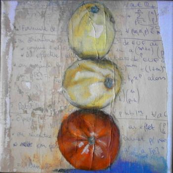 Painting titled "Citrons et mandarine" by Jo Croiset, Original Artwork, Acrylic