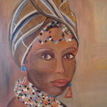 Pintura intitulada "femme africaine" por Josiane Leroy, Obras de arte originais, Outro