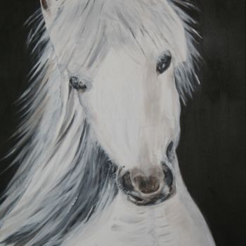 Painting titled "jeune cheval" by Josiane Leroy, Original Artwork
