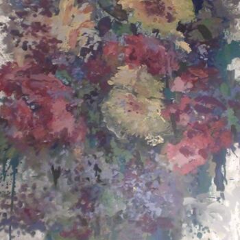 Painting titled "composition Florale…" by Josiane Zarka, Original Artwork, Oil